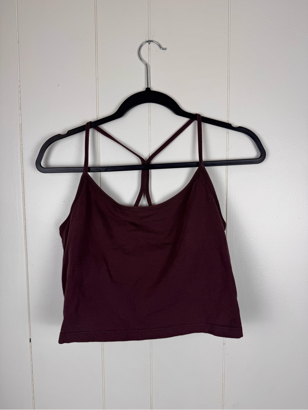 PINK Victoria’s Secret Plum Purple Strappy Back Shelf Bra Crop Tank Top L
